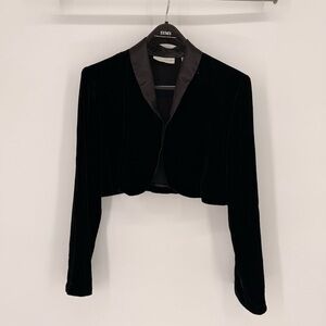 Vintage Lord & Taylor Black Velvet Women's Cropped Blazer Size L/XL
